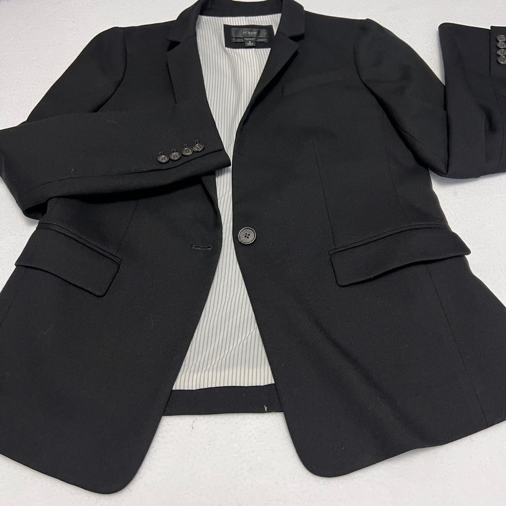 J.Crew Regent Blazer Women 8 Black Wool Blend Professional Career Classic Preppy